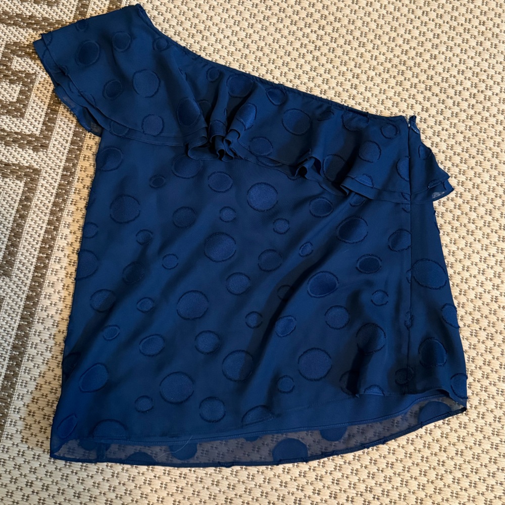 Cooper & Ella Navy Blue one shoulder top